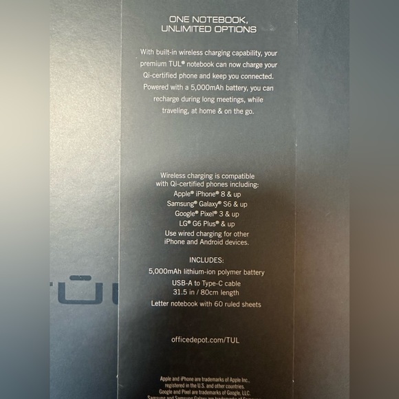 COPY - NWT Tul Wireless Charging Discbound Notebook, Leather Cover Black - Picture 6 of 7